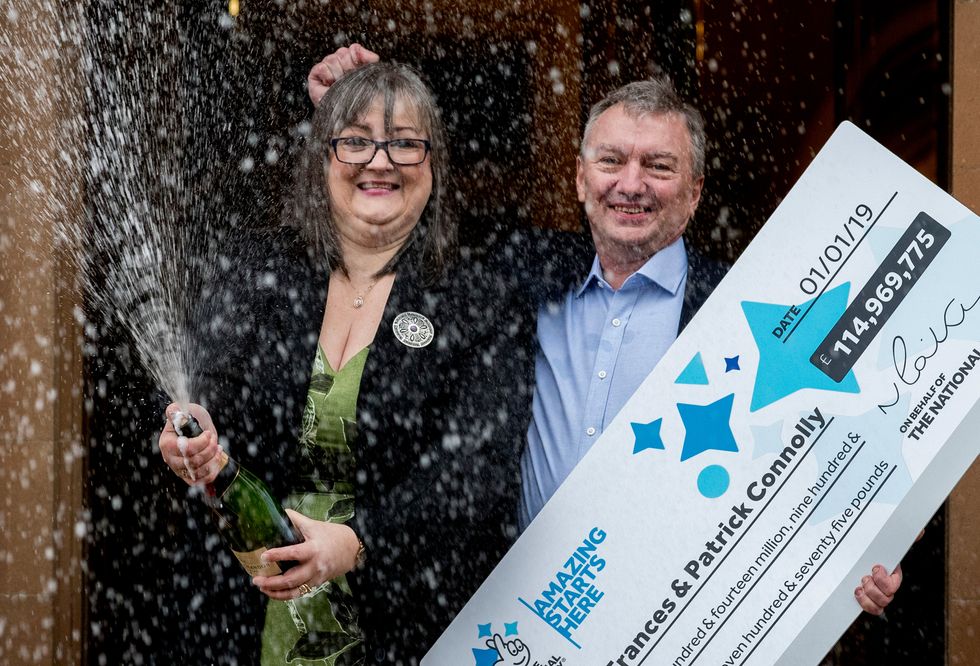 Frances and Patrick Connolly from Northern Ireland scooped a \u00a3115 million EuroMillions jackpot in 2019 (Liam McBurney/PA)