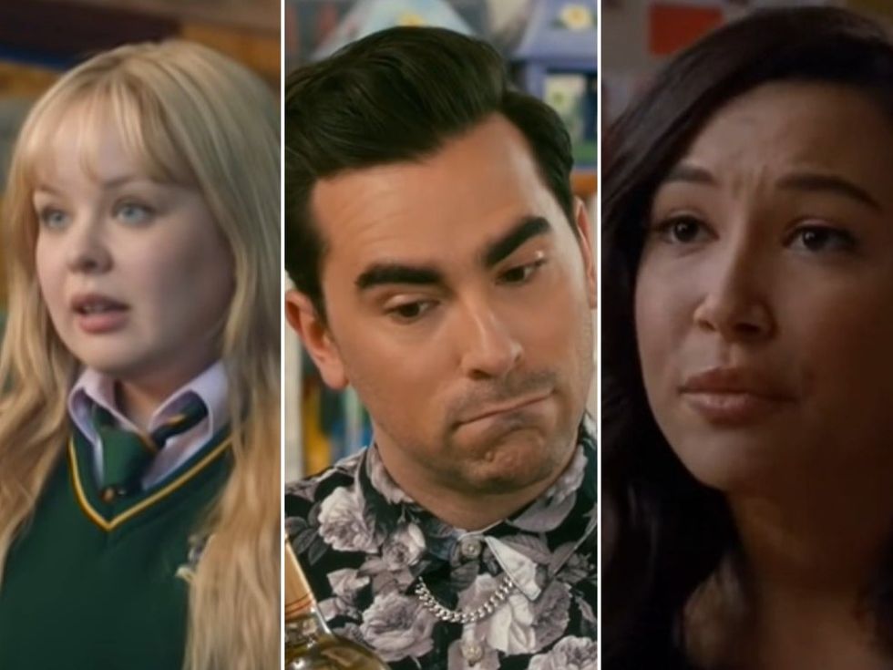 <p>(From left) Claire in <em>Derry Girls</em>, David in <em>Schitt\u2019s Creek, </em>and Santana in <em>Glee</em></p>