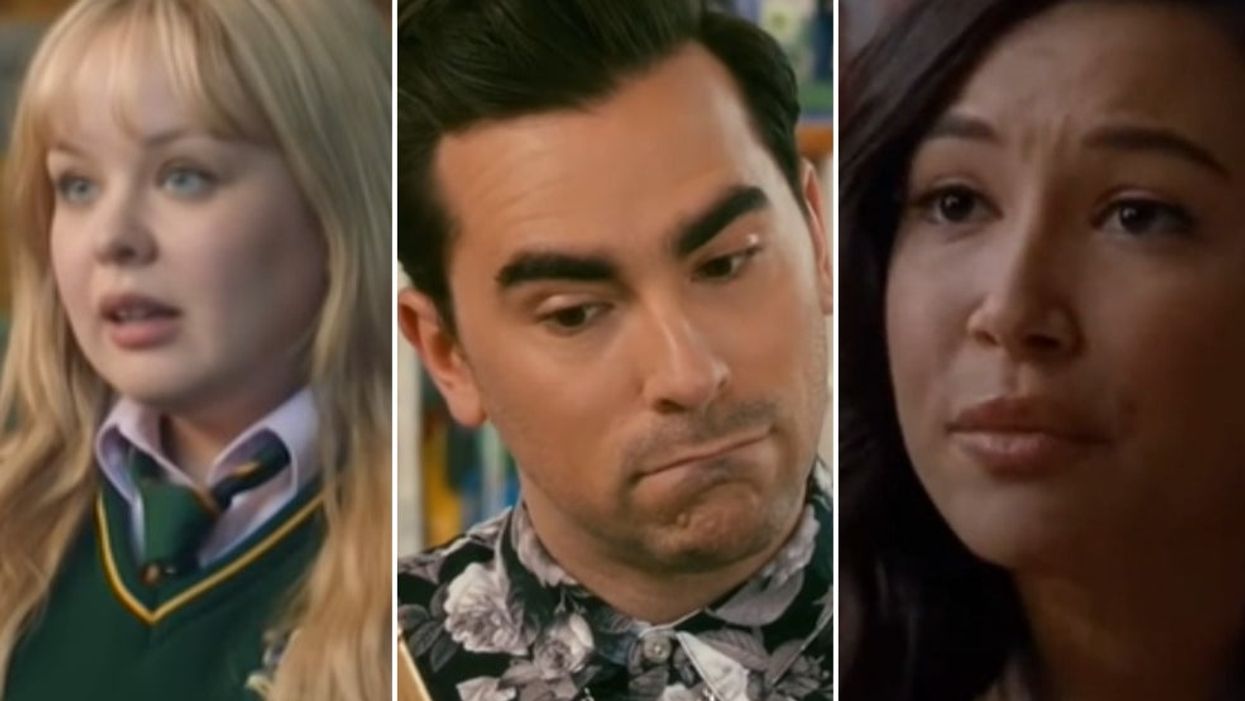 <p>(From left) Claire in <em>Derry Girls</em>, David in <em>Schitt’s Creek, </em>and Santana in <em>Glee</em></p>