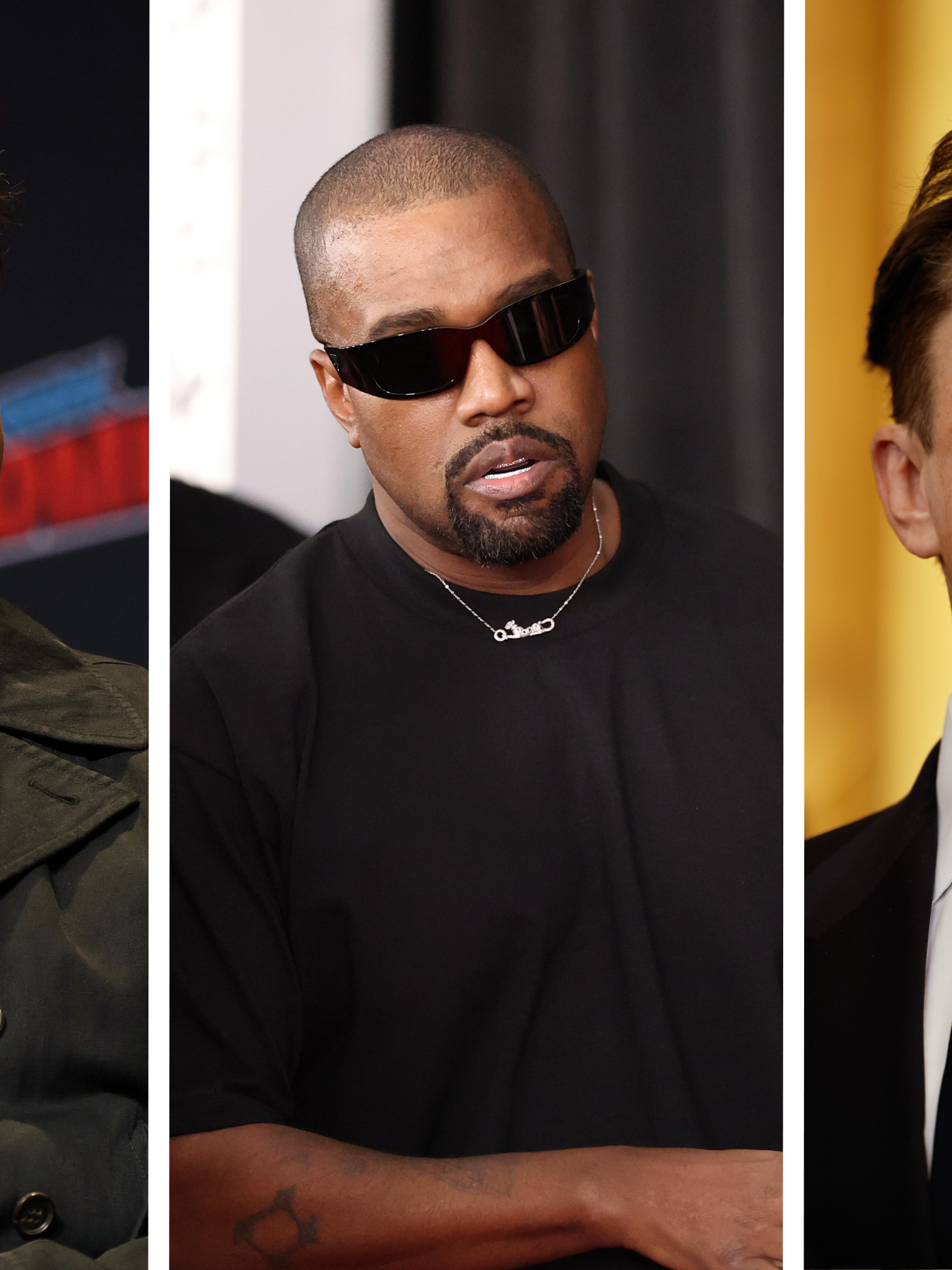 From left: David Schwimmer, Kanye West and Elon Musk.