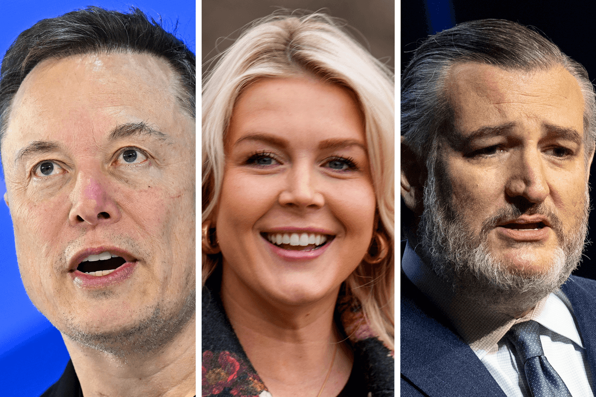 From left: Elon Musk, Karoline Leavitt and Ted Cruz.