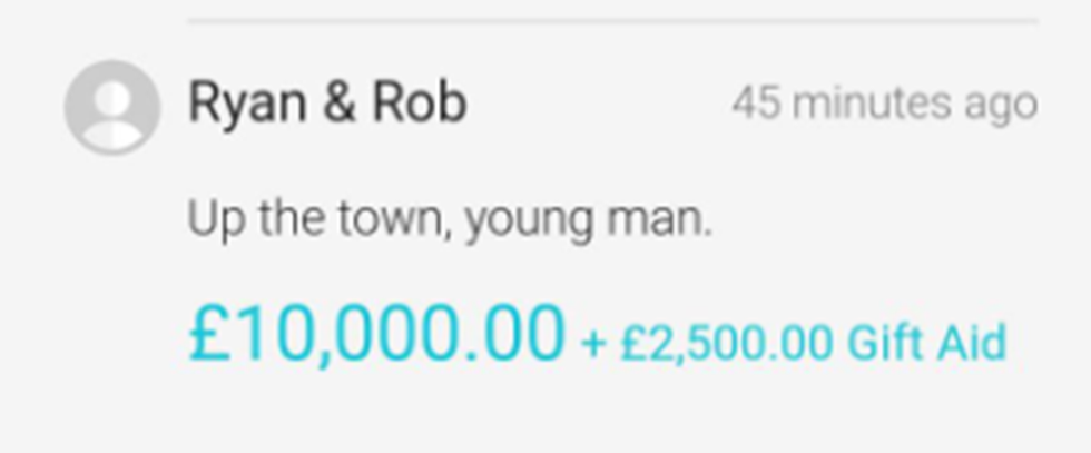 Fundraising screengrab