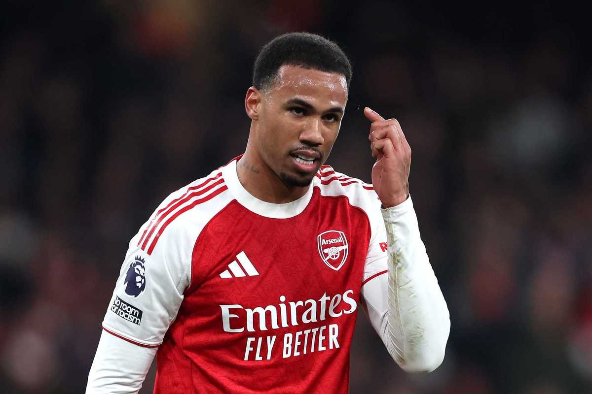 Gabriel of Arsenal during the Premier League match between Arsenal and Manchester United at Emirates Stadium on January 25, 2026 in London, England