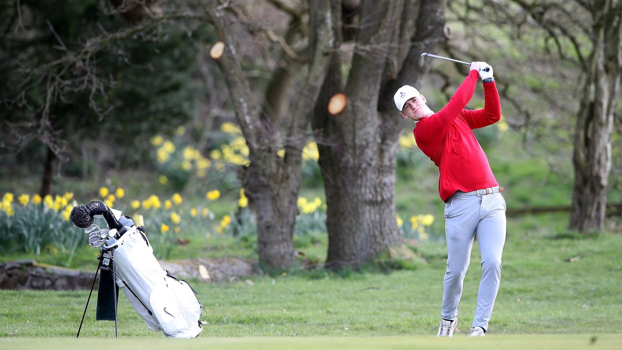 Gareth Hewitt plays off the fairway at Vale Royal Abbey Golf Club, Cheshire