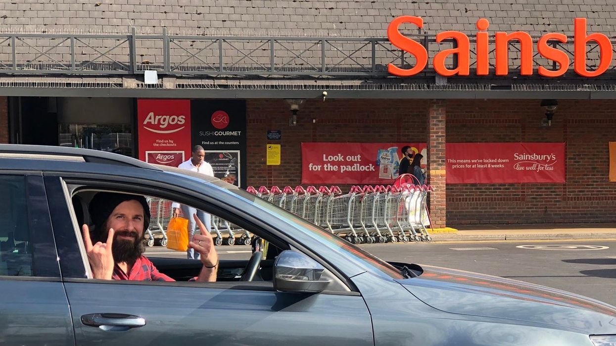 Gareth Wild in his car at Sainsbury's in Bromley