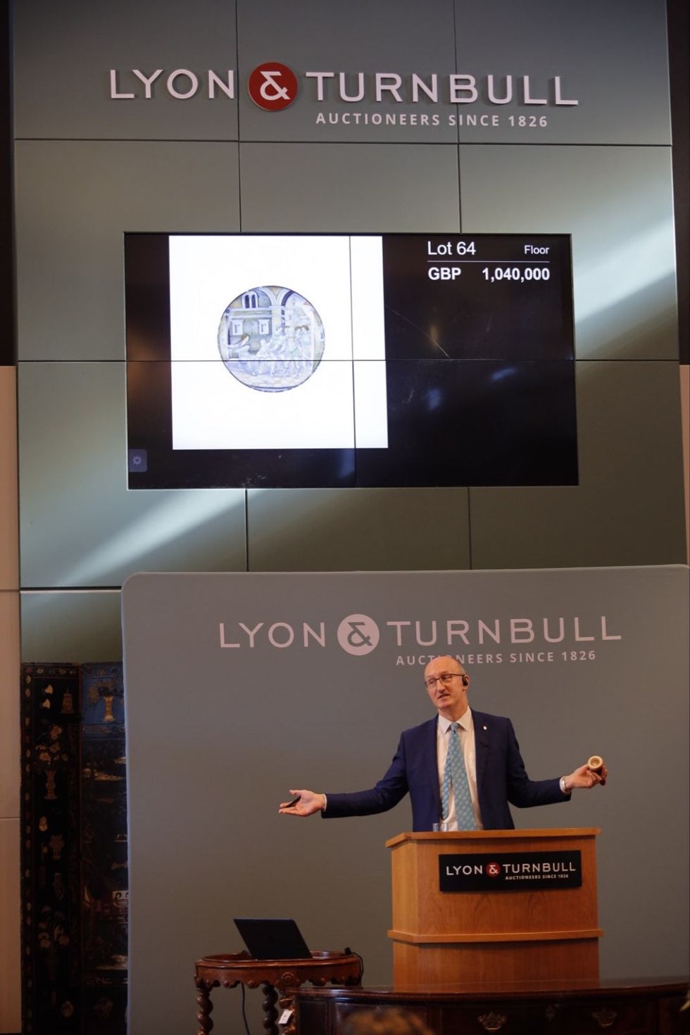 Gavin Strang selling the rare Italian dish at a Lyon & Turnbull auction in Edinburgh