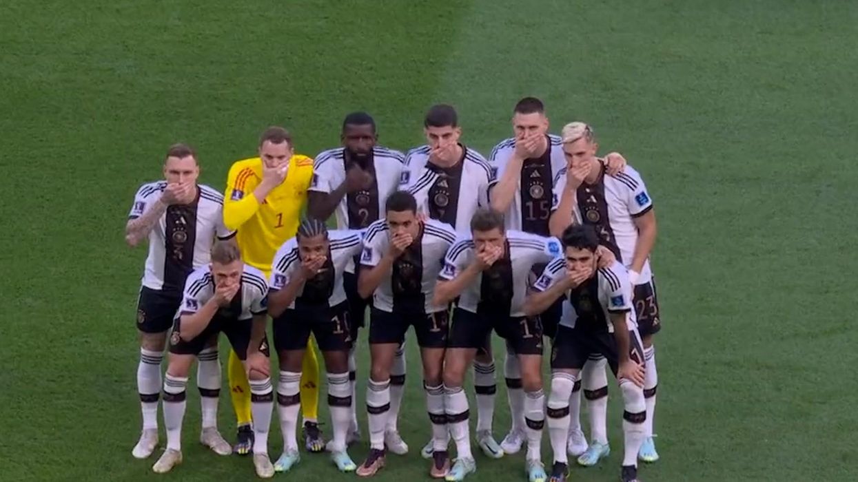 Moment Germany cover mouths in solidarity over 'One Love' armband controversy