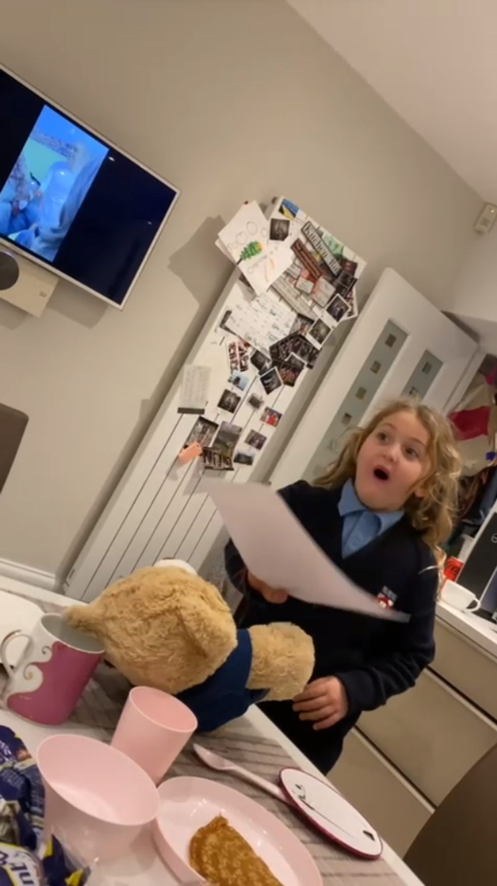 Girl received birthday gifts at home