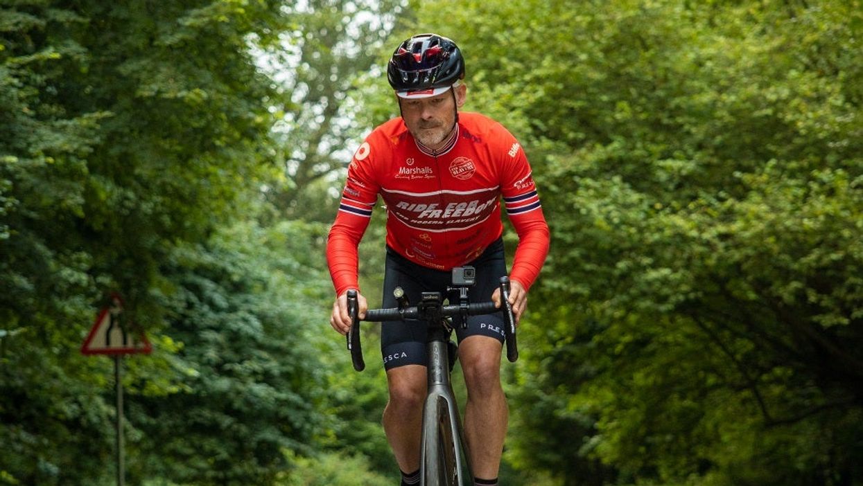 Gordon Miller prepares for his cycling challenge (Gordon Miller/PA)
