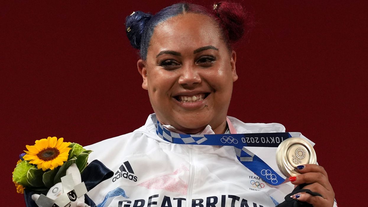 Great Britain’s Emily Jade Campbell on the podium with silver (Martin Rickett/PA)