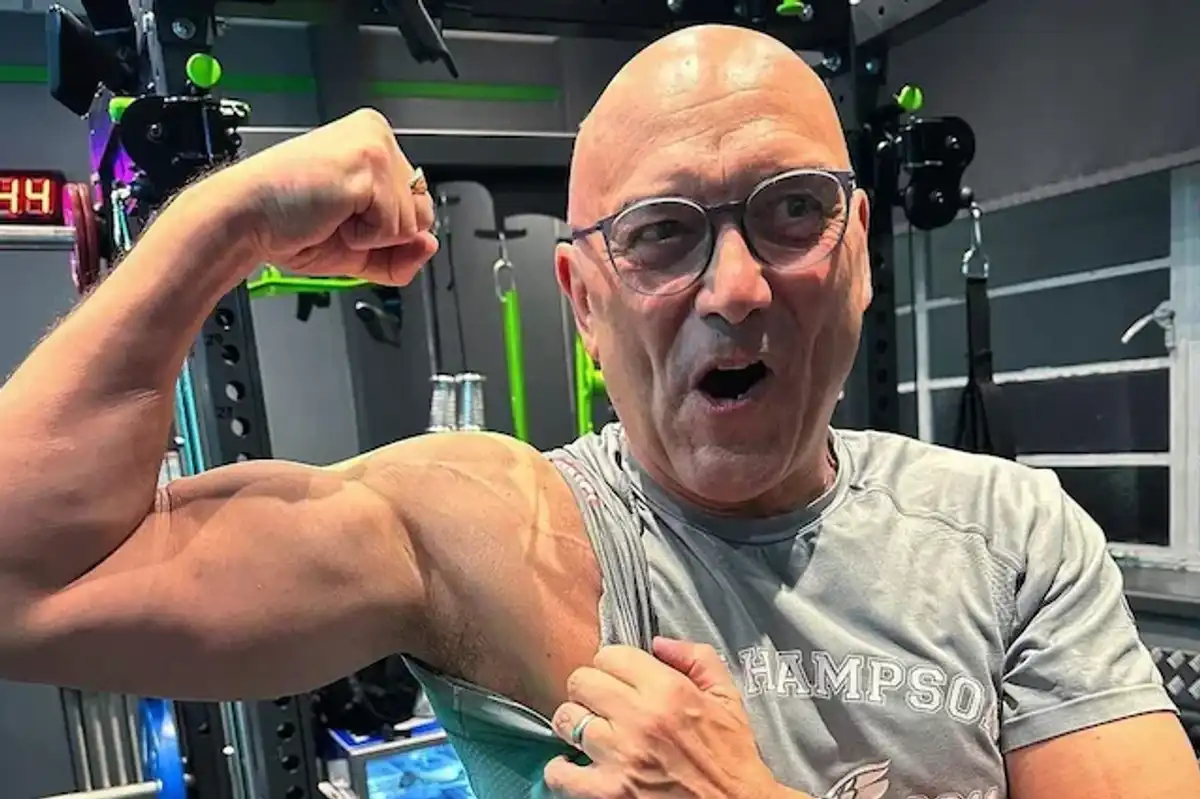 Gregg Wallace poses in the gym