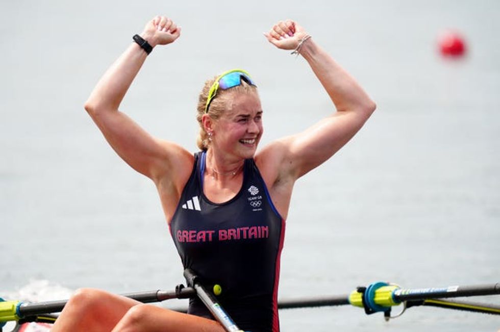 Hannah Scott after the women\u2019s quadruple sculls final