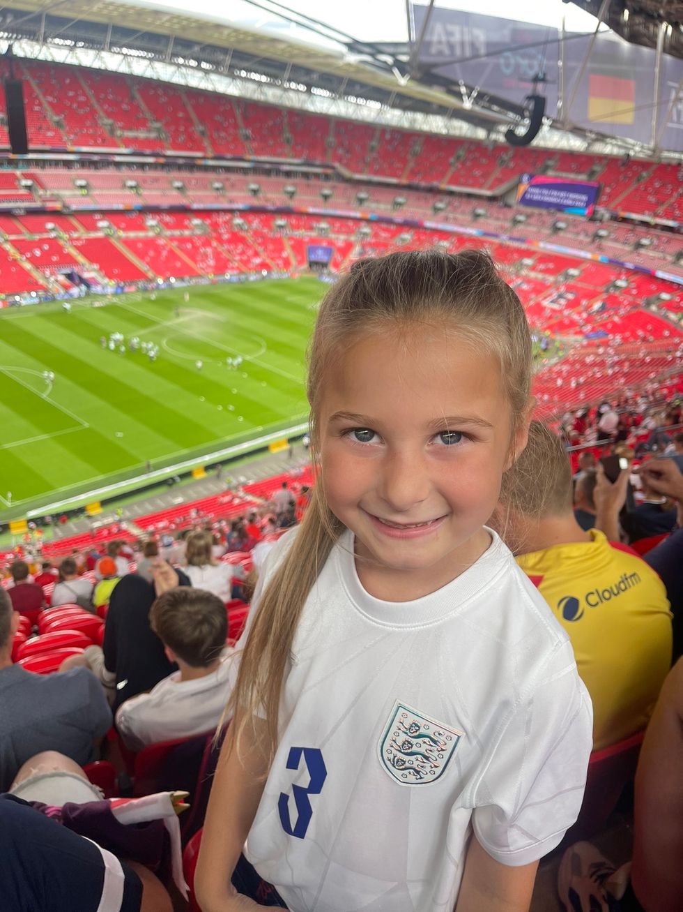 Harper Mills, 6, from Birmingham, at the Euro 2022 final at Wembley Stadium.