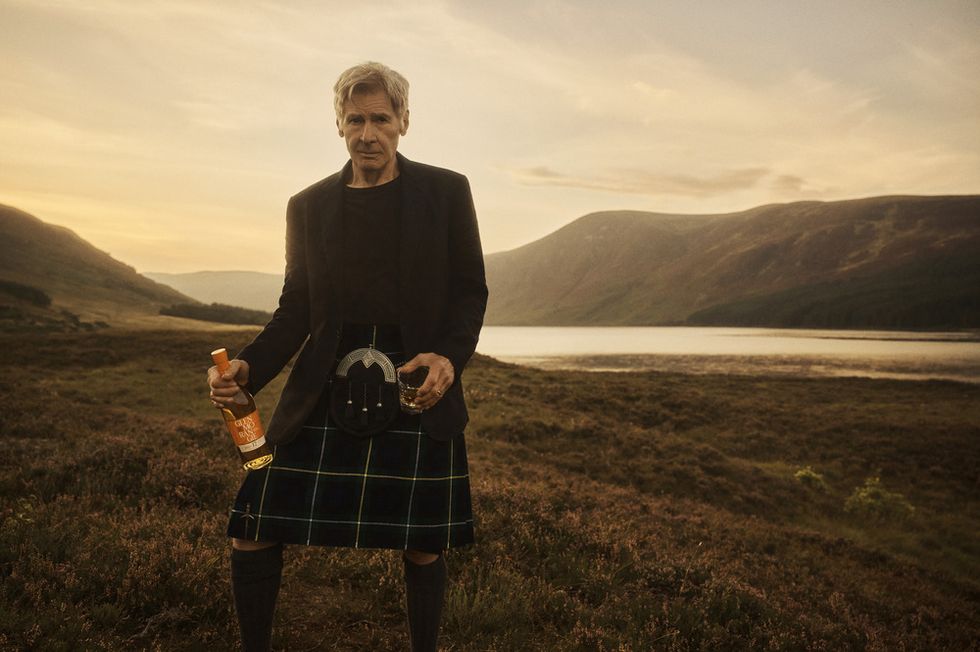 Harrison Ford in the Highlands wearing a kilt