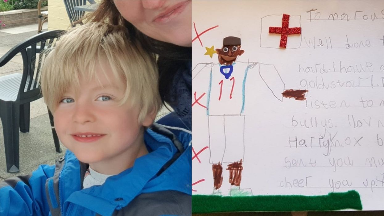 Harry Knox is going to send Rashford one of his own football trophies (@jamesknox79/Twitter and Ruth Knox/PA)