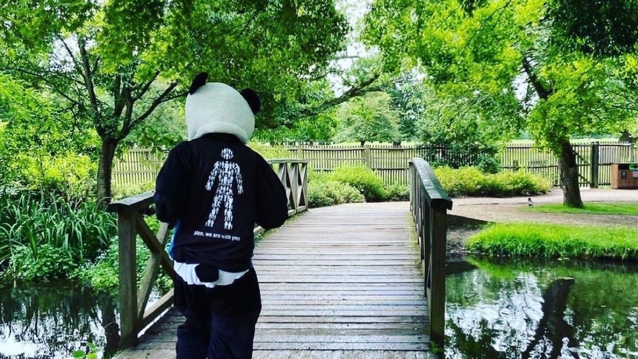 Hayden Harbud is hoping to become the fastest person to run a marathon dressed as a panda when he takes on the London course on Sunday (Hayden Harbud/PA)