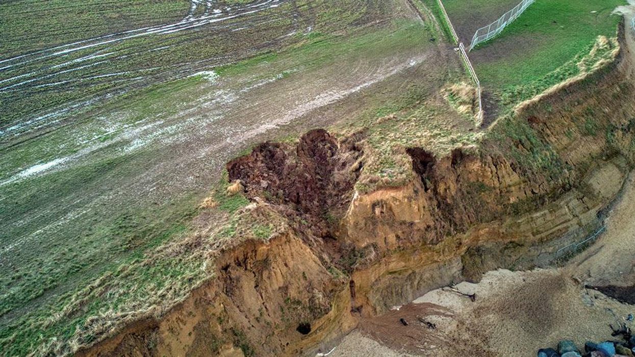 Heart-shaped hole torn into side of 10-metre cliff after heavy erosion