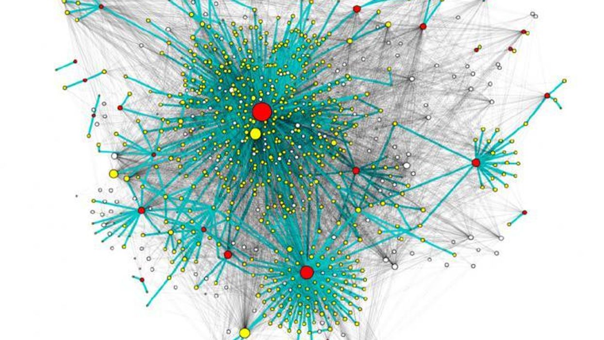 his is a visualization of the spreading of messages on Twitter