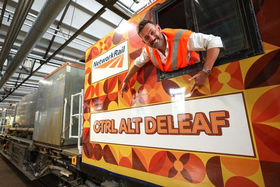 Historian Tim Dunn aboard the Network Rail Leaf Buster