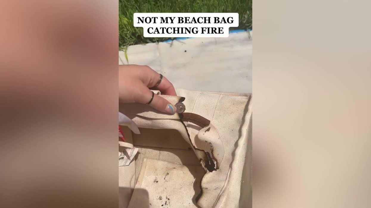 Holidaymaker gets shock as Greece heat causes beach bag to catch fire