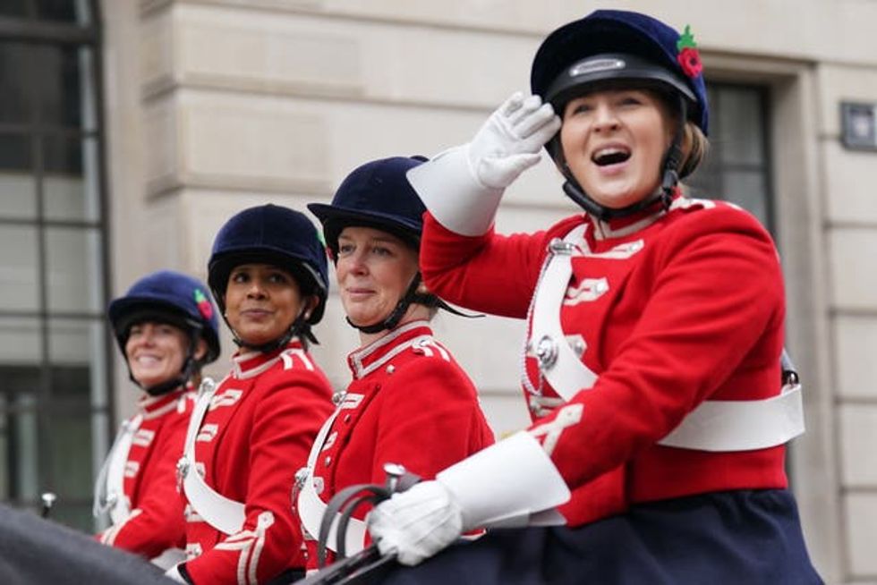Horse riders salute to the crowd the Lord Mayor\u2019s Show 2024