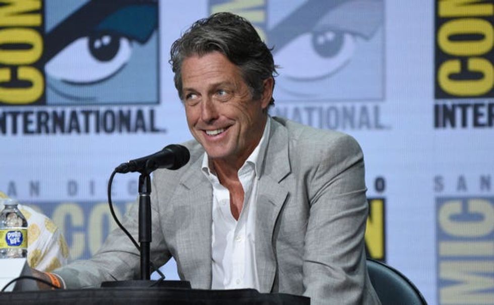 Hugh Grant speaks during a panel for Dungeons and Dragons: Honor Among Thieves on day one of Comic-Con International
