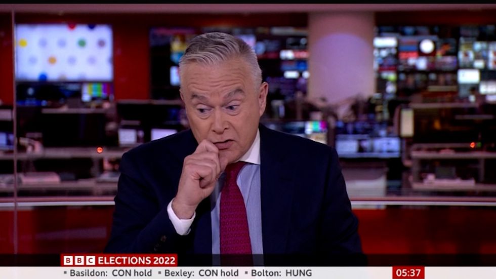 Crumbs: Huw Edwards caught out on election breakfast broadcast