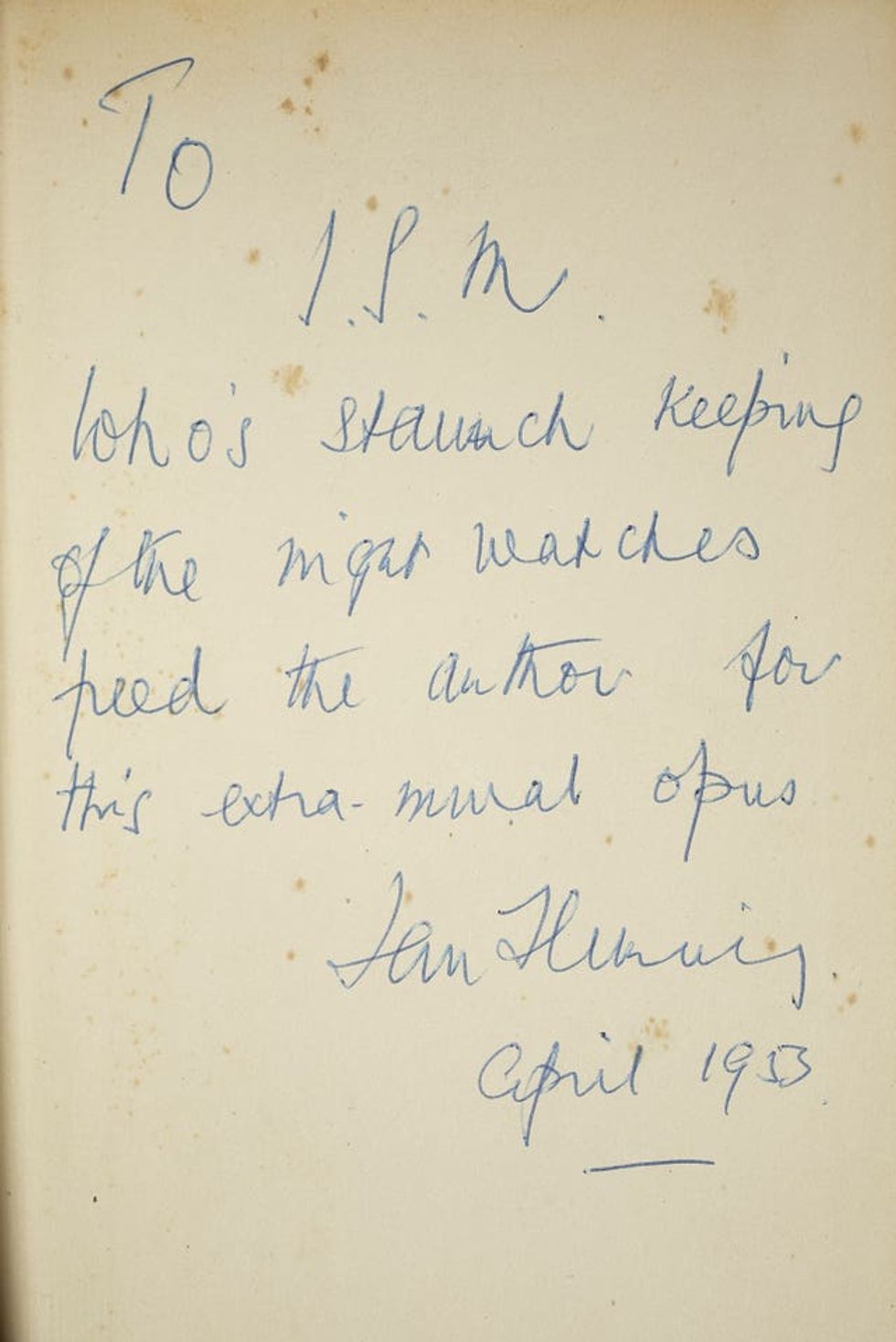 Ian Fleming\u2019s inscription to his former editor
