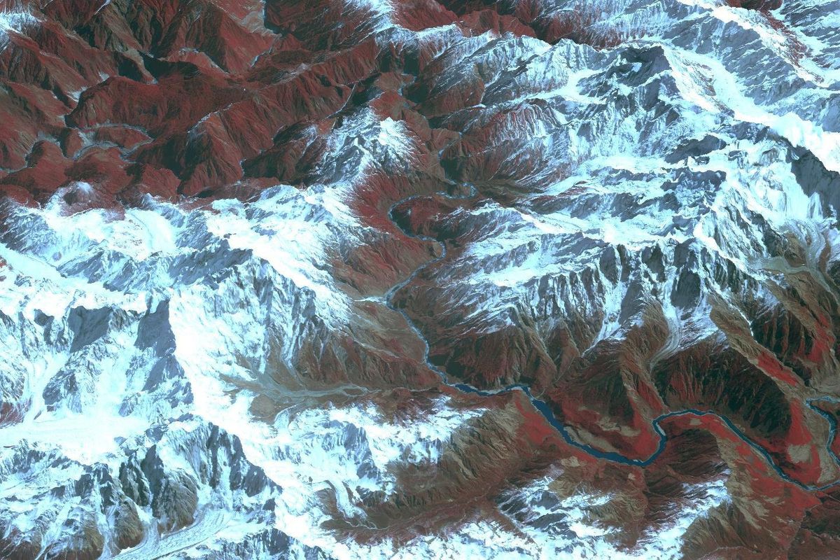 Image, caputred by NASA's Terra spacecraft, of Tibet's Yarlung Zangpo Grand Canyon \u2013 the largest terrestrial canyon in the world