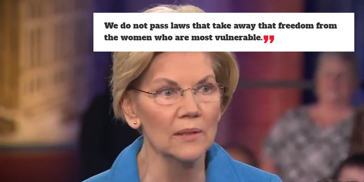 Elizabeth Warren takes just 90 seconds to destroy the Hyde Amendment and explain why everyone should be pro-choice