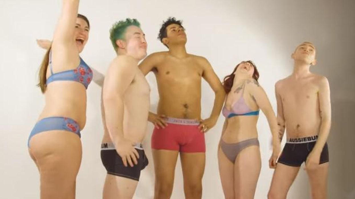 A group of LGBT+ students have stripped down to their underwear to