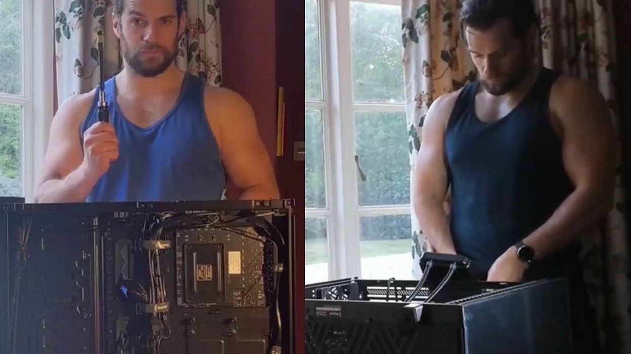 Because you definitely want to watch Henry Cavill build a gaming