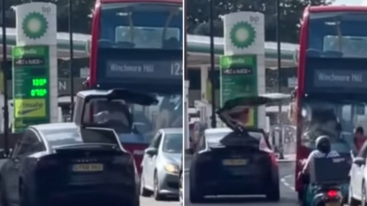 Video shows Tesla with open falcon-wing door 3 seconds from disaster