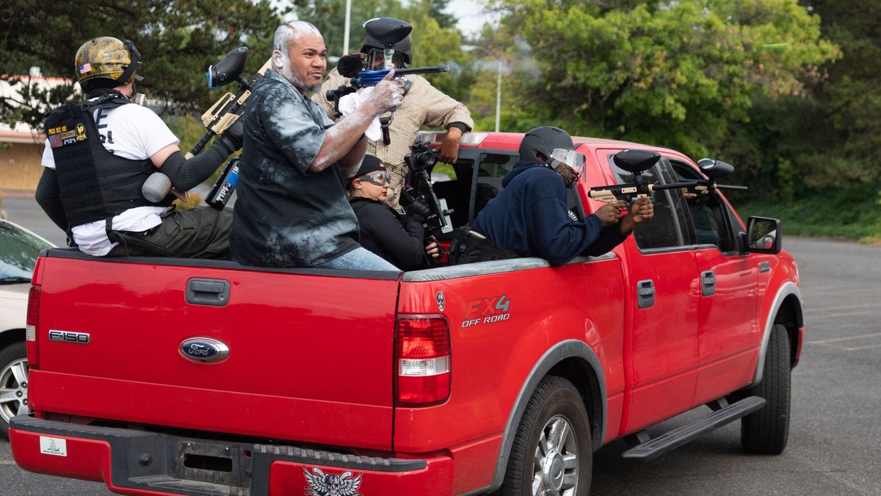 The Proud Boys ‘accidentally smoke-bombed themselves’ in a supermarket car park