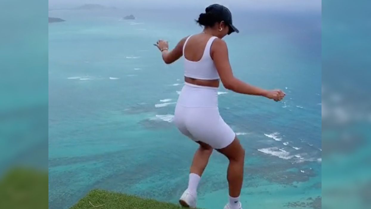 Woman jumps off cliff in viral TikTok – but all’s not as it seems