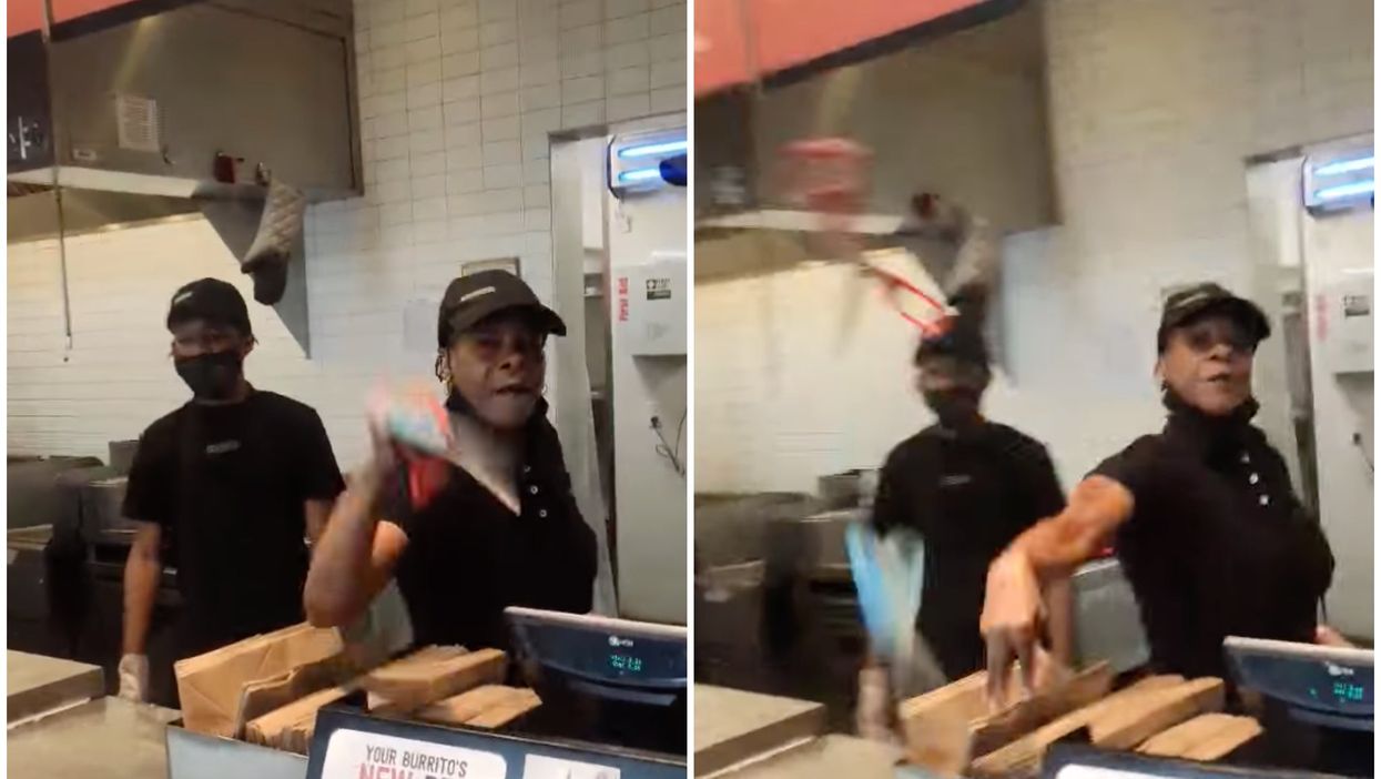 Chipotle worker sacked after viral video showed her hurling scissors at complaining customer