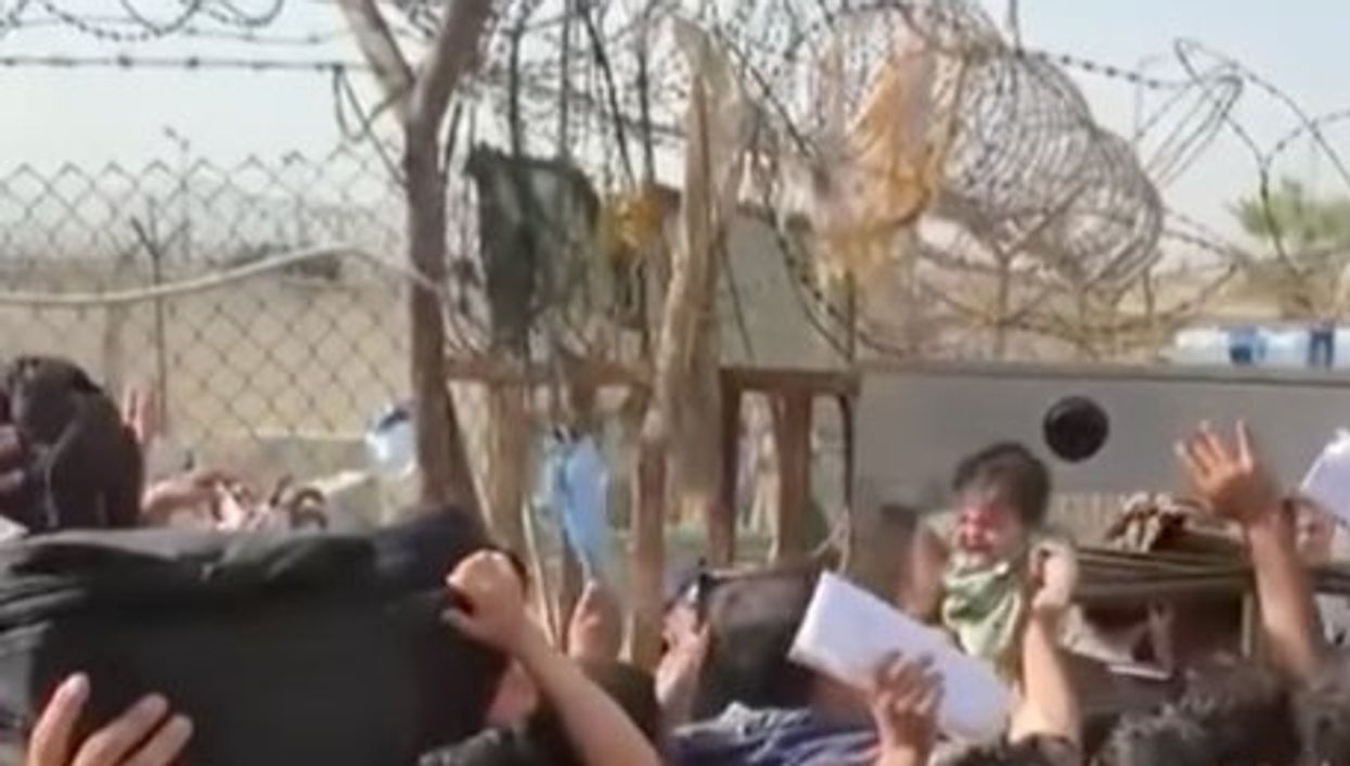 Video shows Afghan baby passed across airport crowd amid desperate bid to get children out of country
