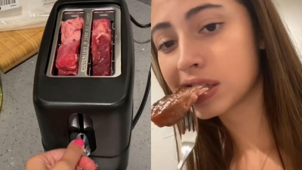 Woman horrifies TikTok users after cooking steak in a toaster