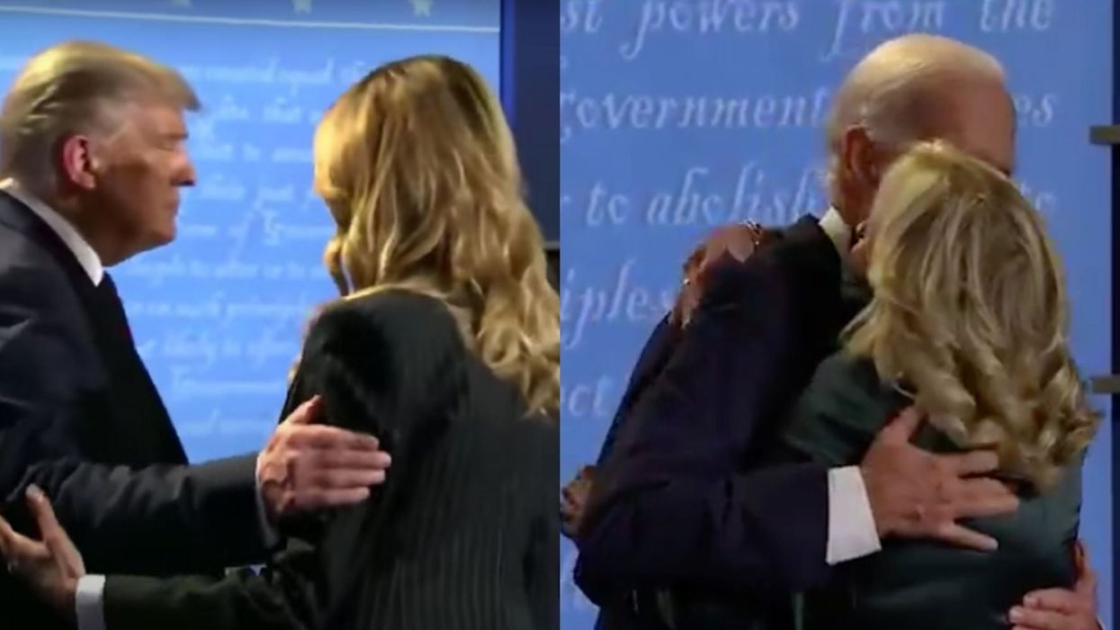 Melania Trump and Jill Biden greet their spouses very differently after the debate