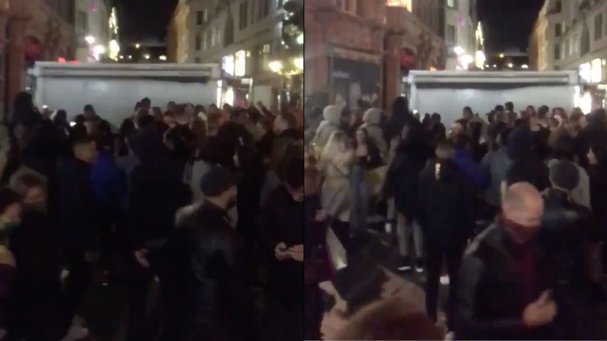 Shocking footage shows people having an ‘impromptu party’ on the streets of central London after 10pm curfew