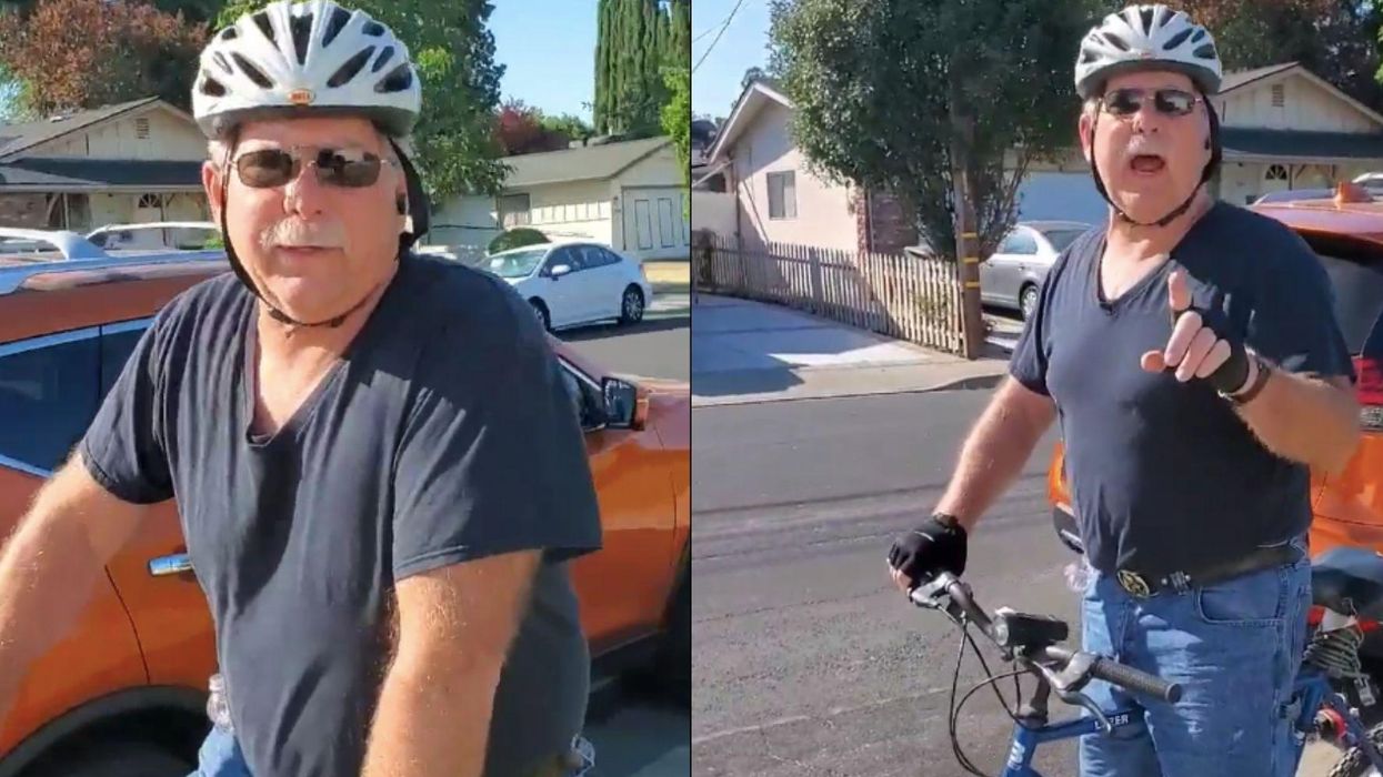 A white man was caught repeatedly removing the word 'Black' from a 3-year-old girl's BLM sign