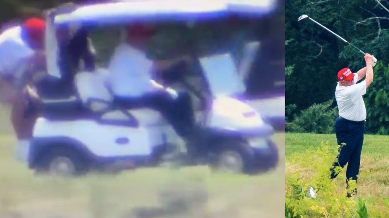 Trump seen speeding around in golf cart just a day after he claimed golfing was his 'exercise'