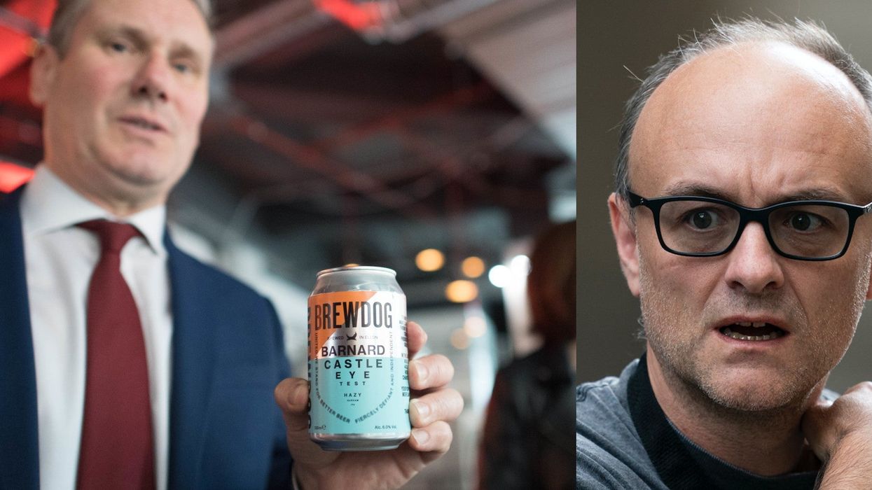 Keir Starmer subtly trolls Dominic Cummings by posing with a can of 'Barnard Castle Eye Test' beer