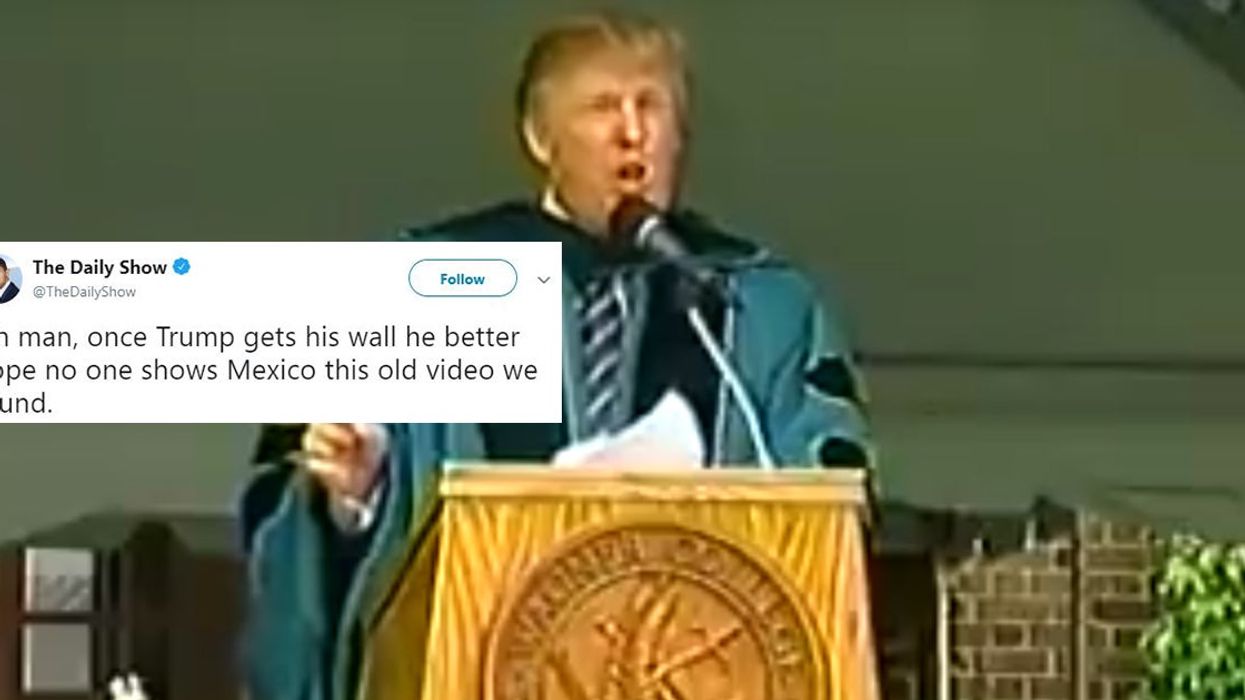 Resurfaced footage shows Trump giving a speech on how to 'get to the other side of a wall'
