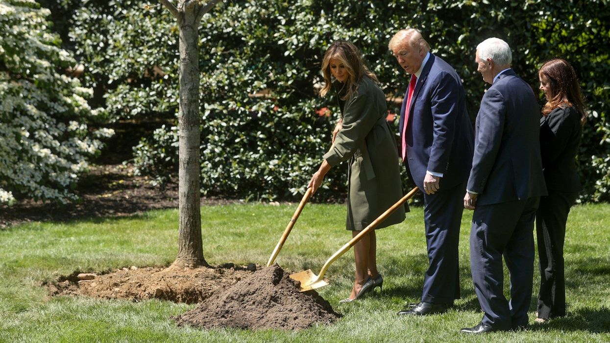 Donald and Melania Trump planted a tree with gold shovels and it might be their strangest moment yet