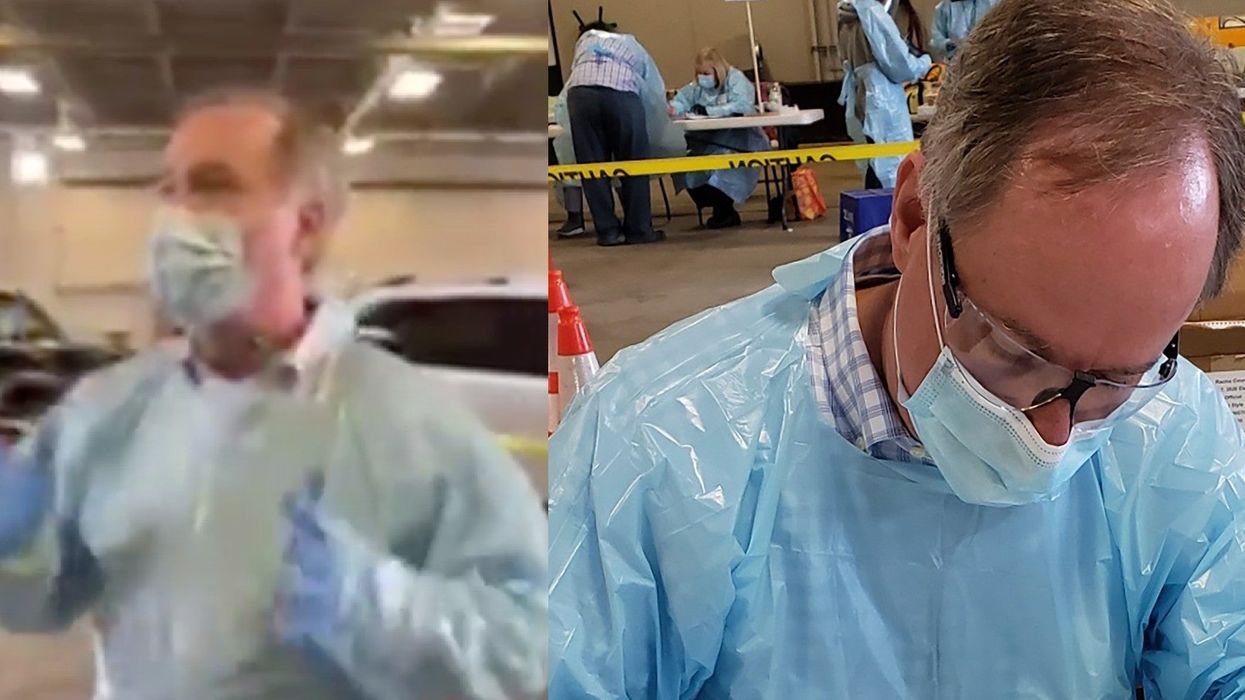 Republican mocked for saying it is 'incredibly safe to go outside' while wearing a full gown, gloves and mask