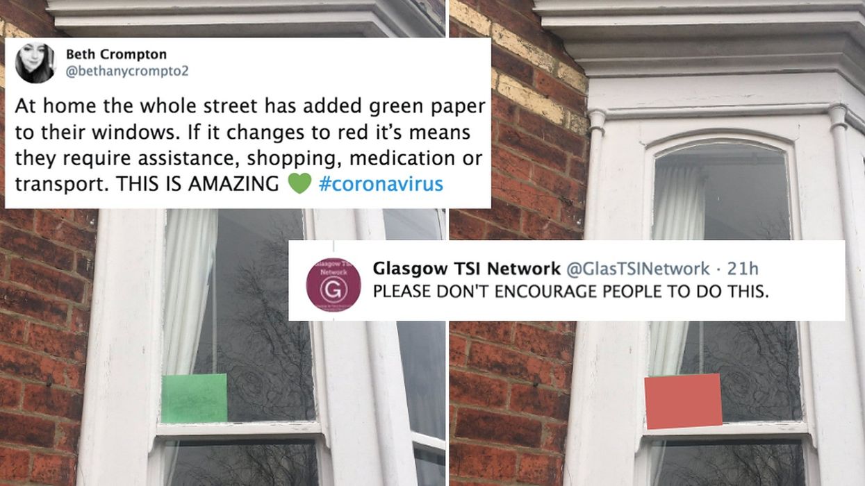 Some people think a colour-coded window system for looking after neighbours during coronavirus could be dangerous