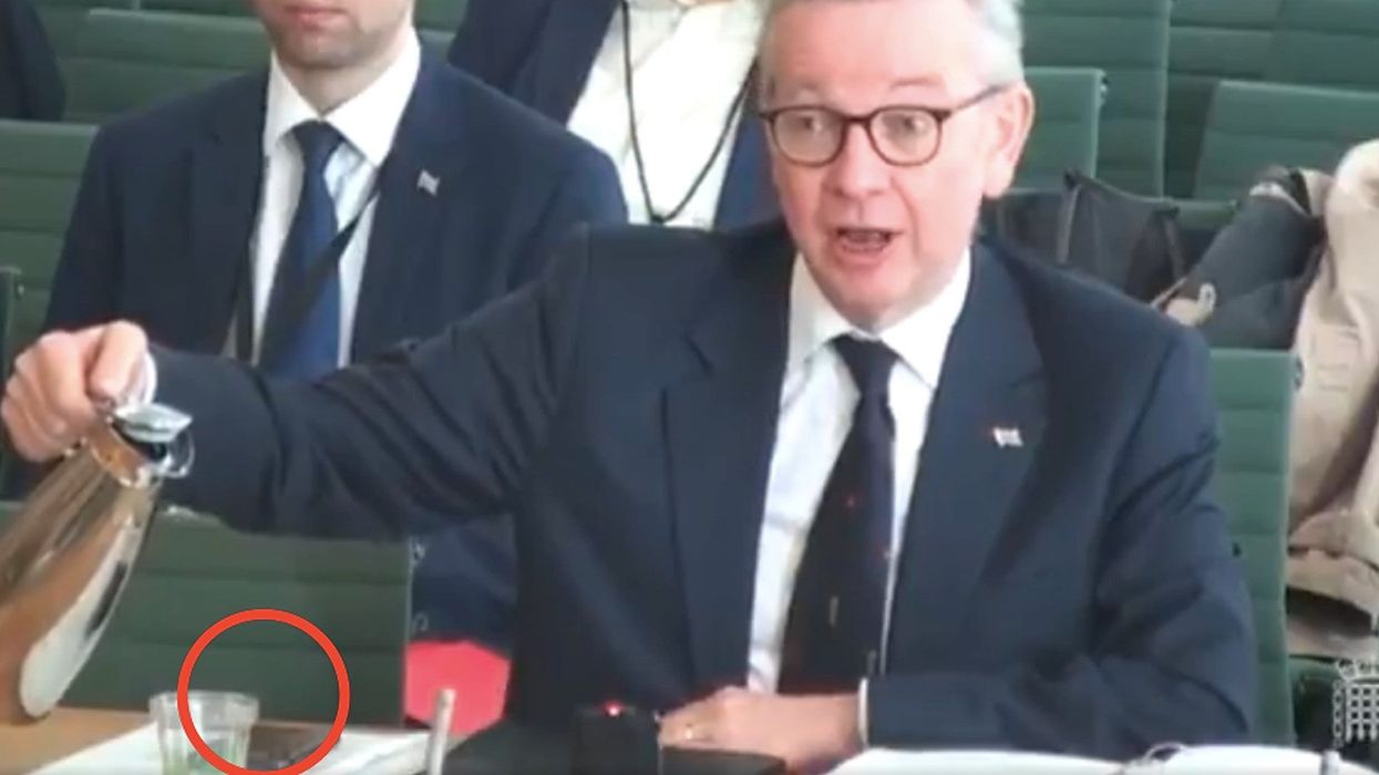 Michael Gove was so pleased with his own joke that he poured water all over his phone