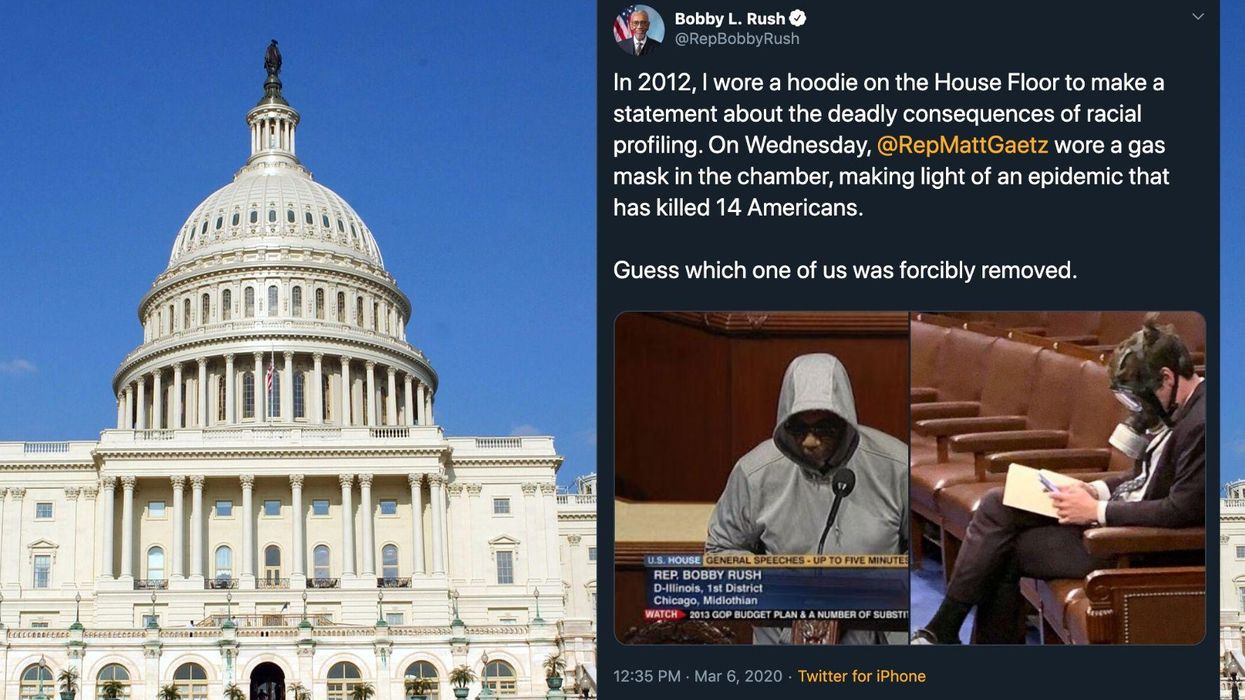 Matt Gaetz allowed to mock coronavirus with gas mask in congress, after black lawmaker 'forcibly removed' for wearing hoodie