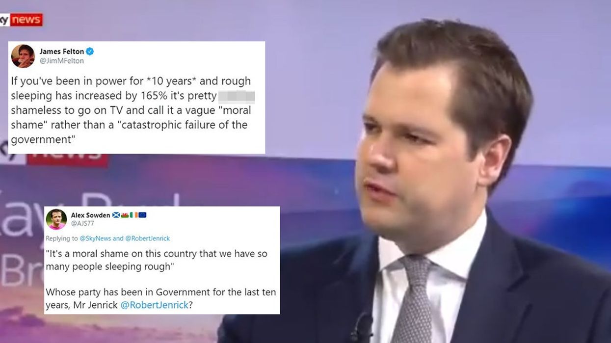 Minister says it's 'a shame that so many people are homeless' despite Tories being in power for 10 years